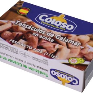 Coloso tentáculos de calamar en aceite